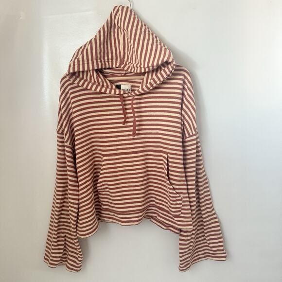 Roxy Tops - Roxy Slub Knit Wide Cuff Striped Cotton Blend Pullover Beachy Surf Coastal XL